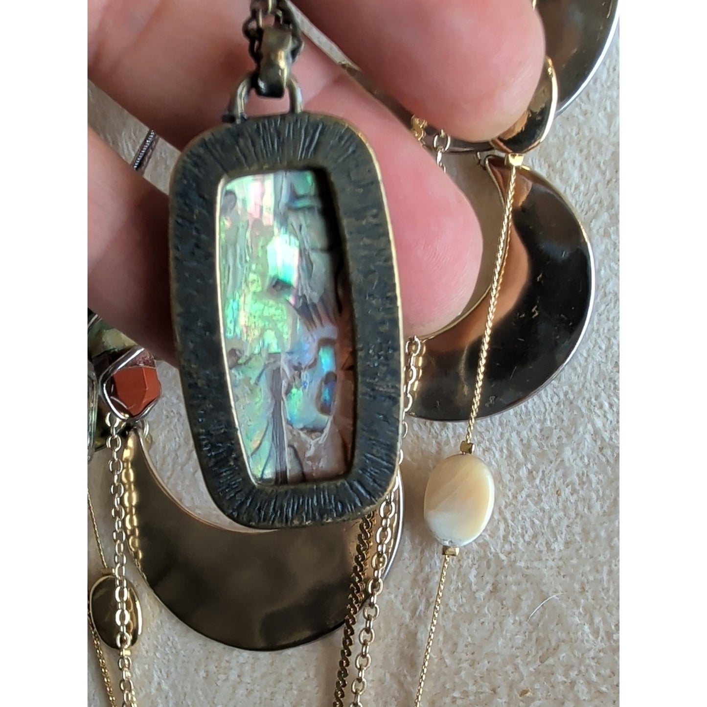 7 Celestial Boho Necklace Bundle Moon  Sun Face Pendant Druzy Glass Festival