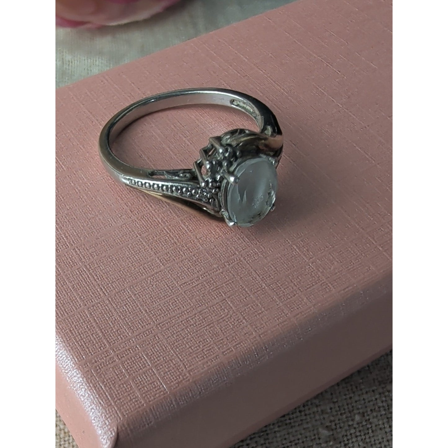 925 Sterling Silver 10K Gold Accent  Smokey Quartz Diamond Accents Ring