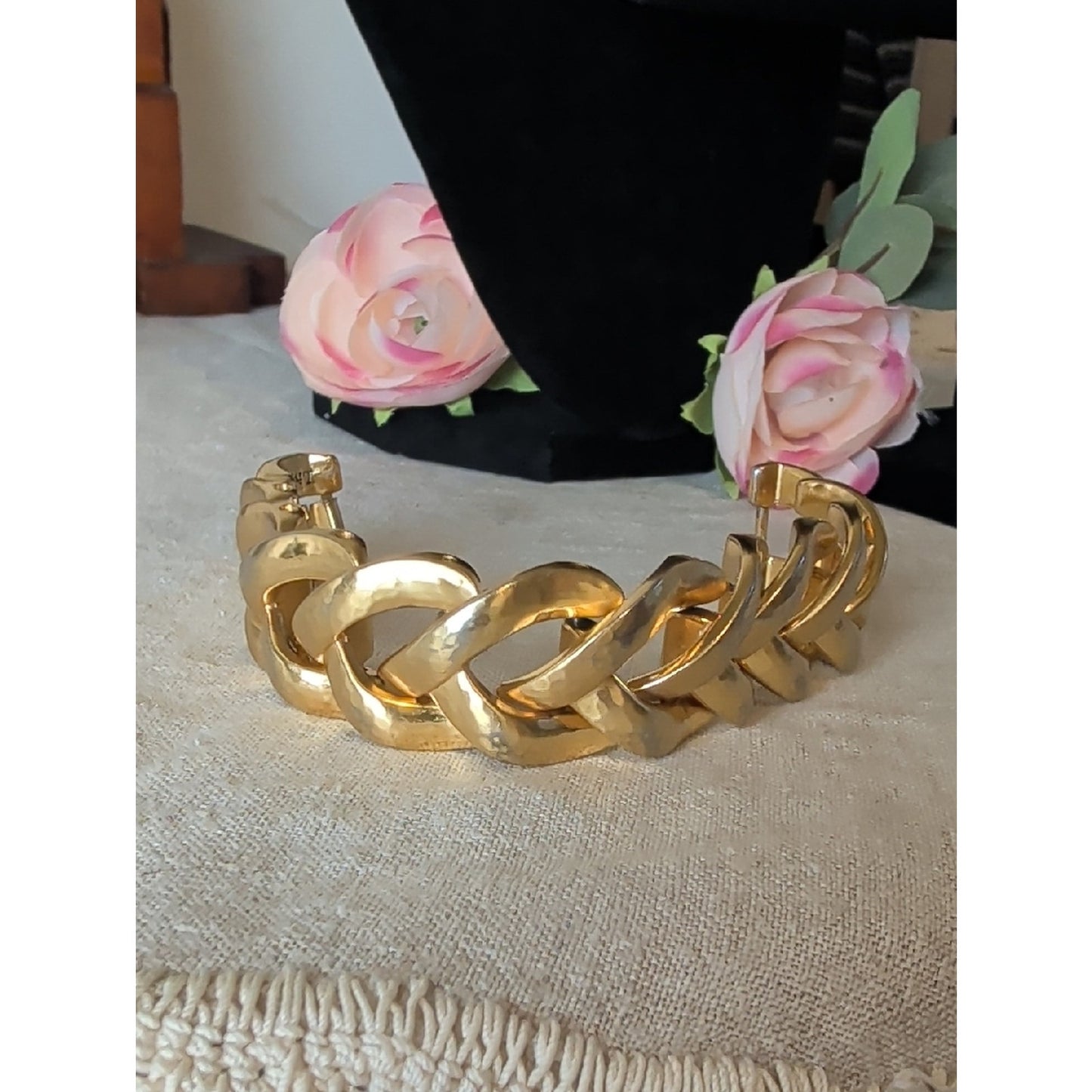 Brighton Hammered Gold Tone Chunky Chain Bracelet Statement Jewelry