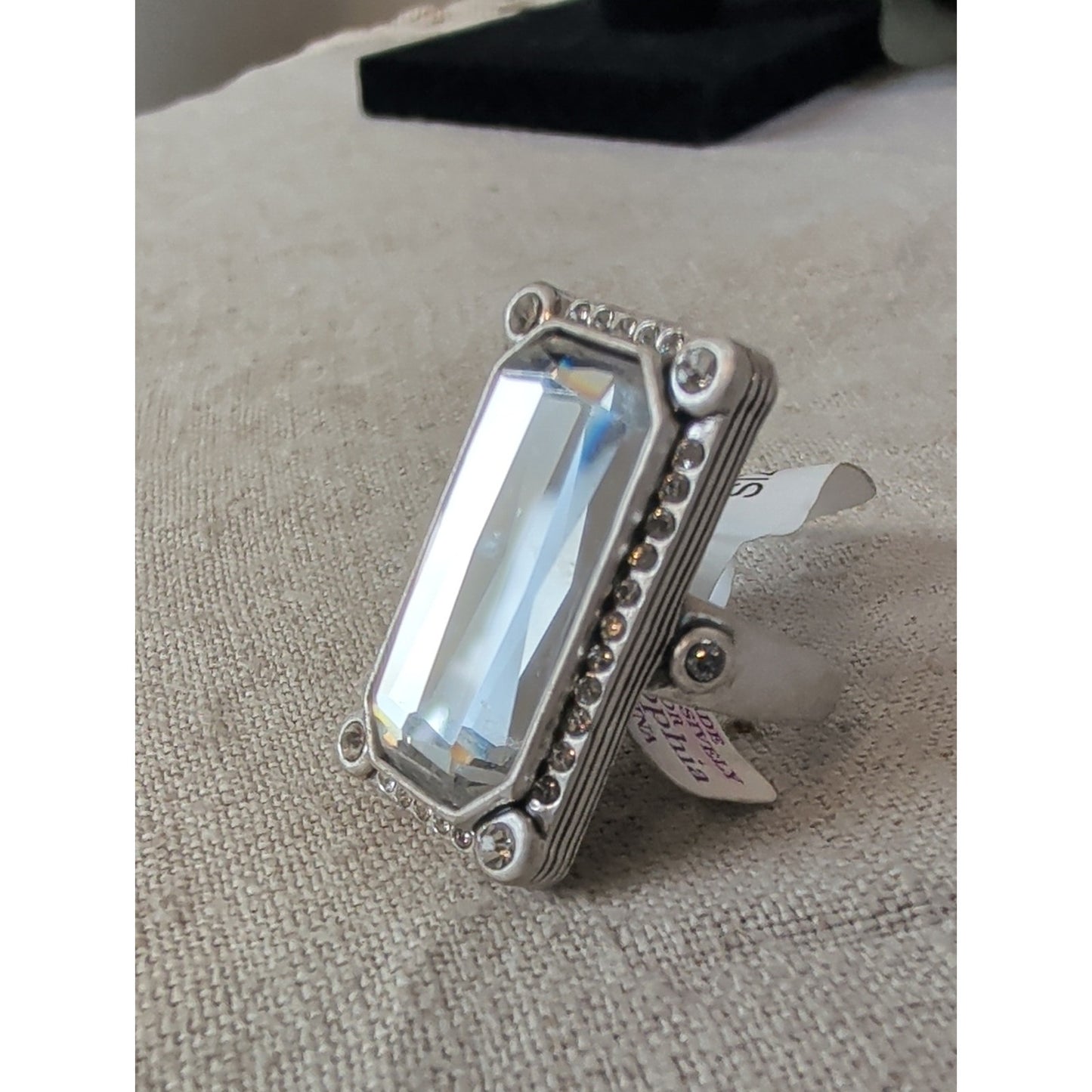 Lia Sophia Acropolis Statement Cocktail  Retired Mirror Crystal Silver Ring 9