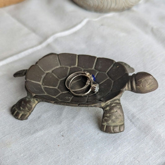 Vintage Petite Metal Turtle Dish | Heritage Treasure Holder | Symbolic Studio & Bedside Decor
