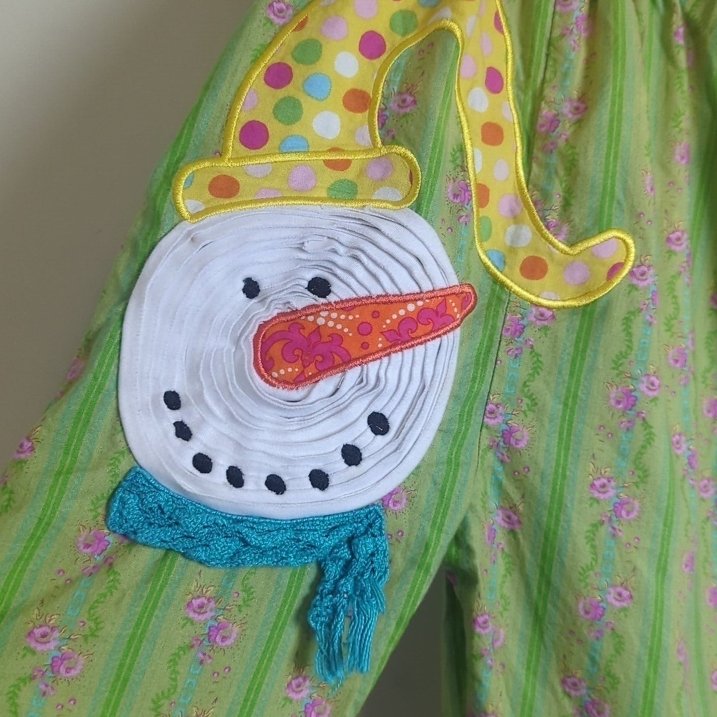 La Jenn's Romper Snowman Corduroy Bell Bottoms Patchwork Girl 18 Months