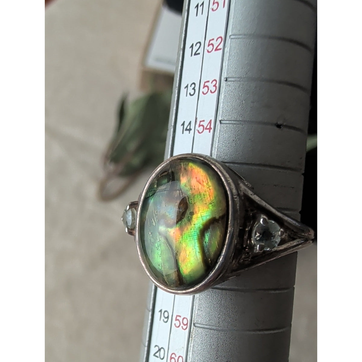 Vintage 925 Sterling Silver Abalone Statement Ring Southwestern Boho