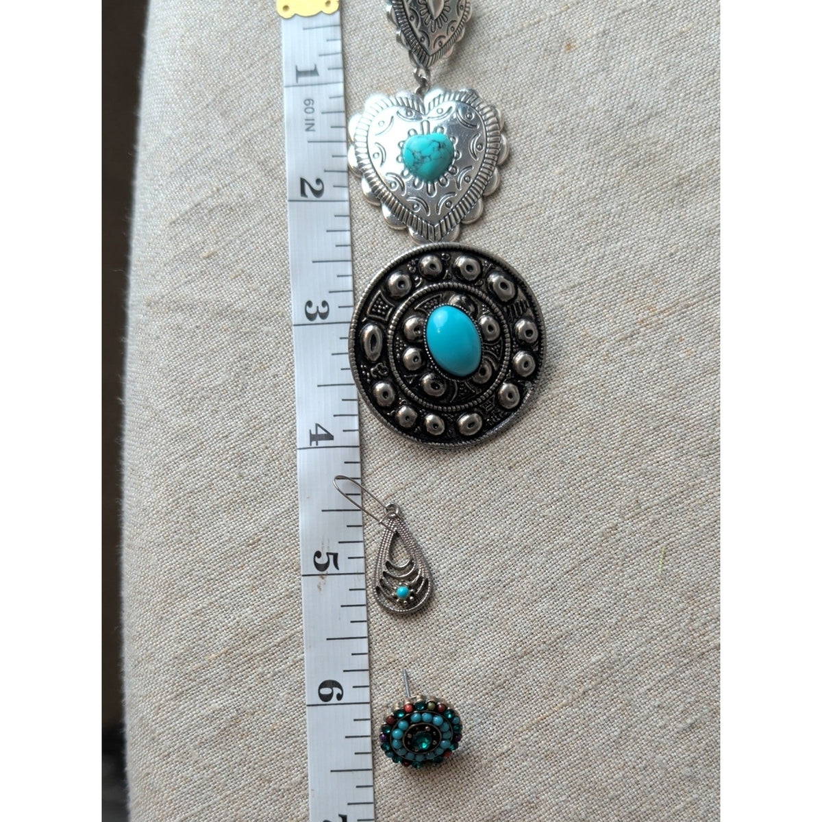 Southwestern Boho Earring Lot of 4 Pairs Turquoise Blue & Silver Tone