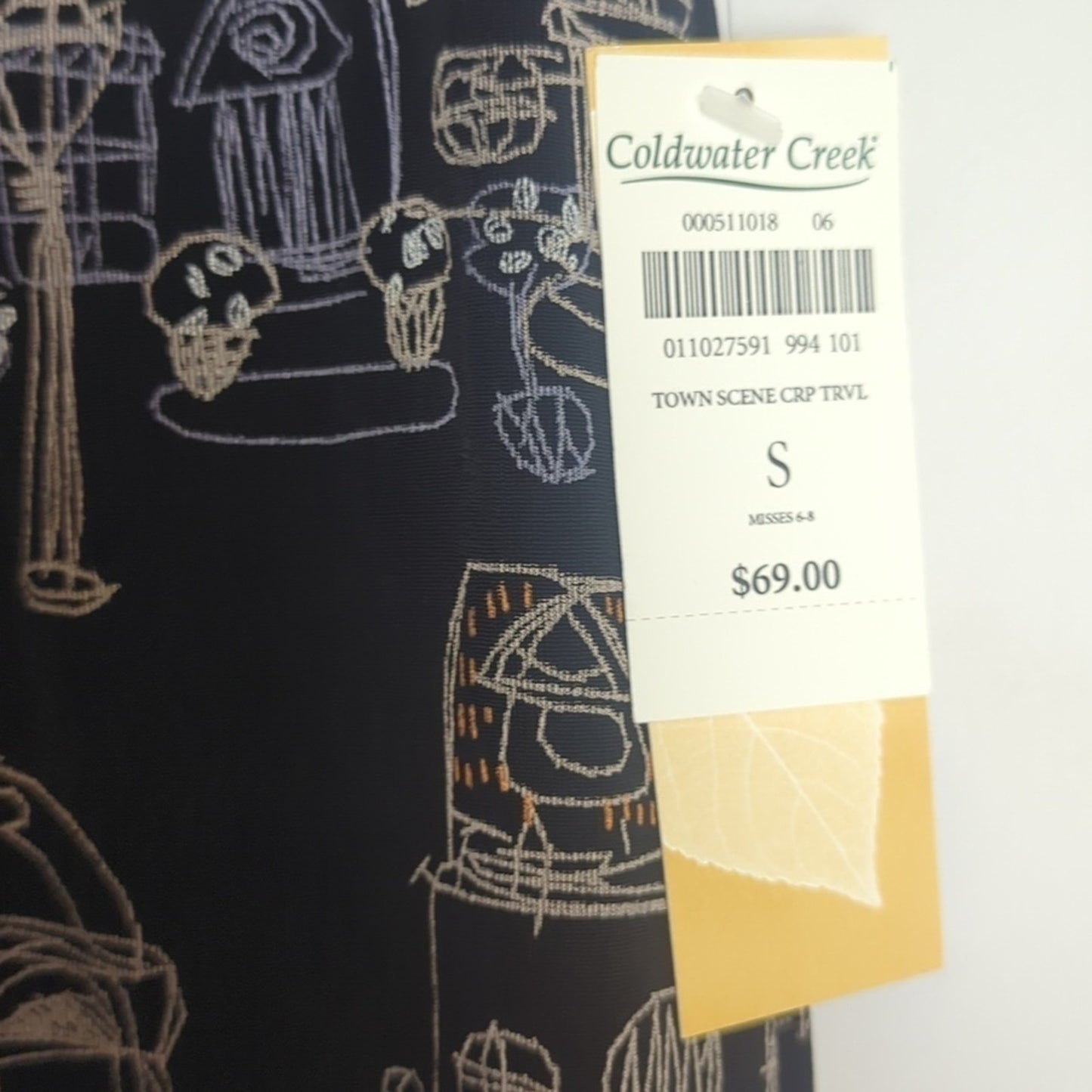 NWT Art to Wear Town Scene Capri Travel Knit Pull-on Elastic Pants Women's Small