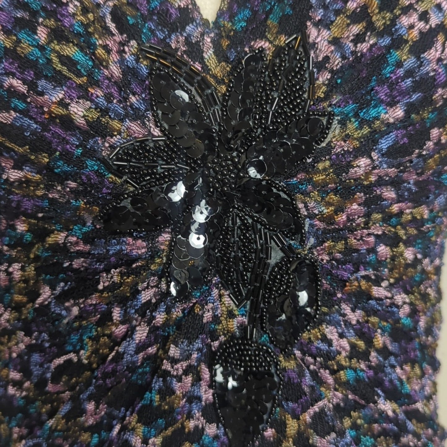 Fairycore Whimsigoth Semi-shear Lace Top With Jewel Embellishment XS