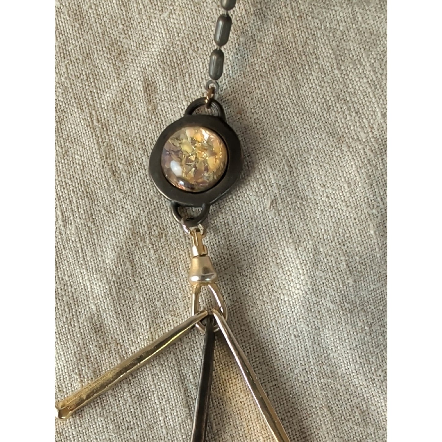 Vintage Robert Rose Interchangeable Pendant Necklace Mixed Metal Artisan Tassel