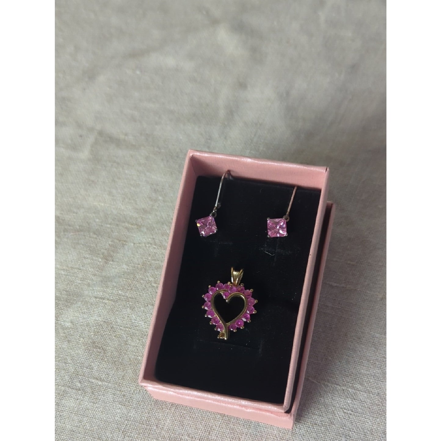 Ross Simons Sterling Vermeil Ruby Heart Pendant & Nevada Silver Earings