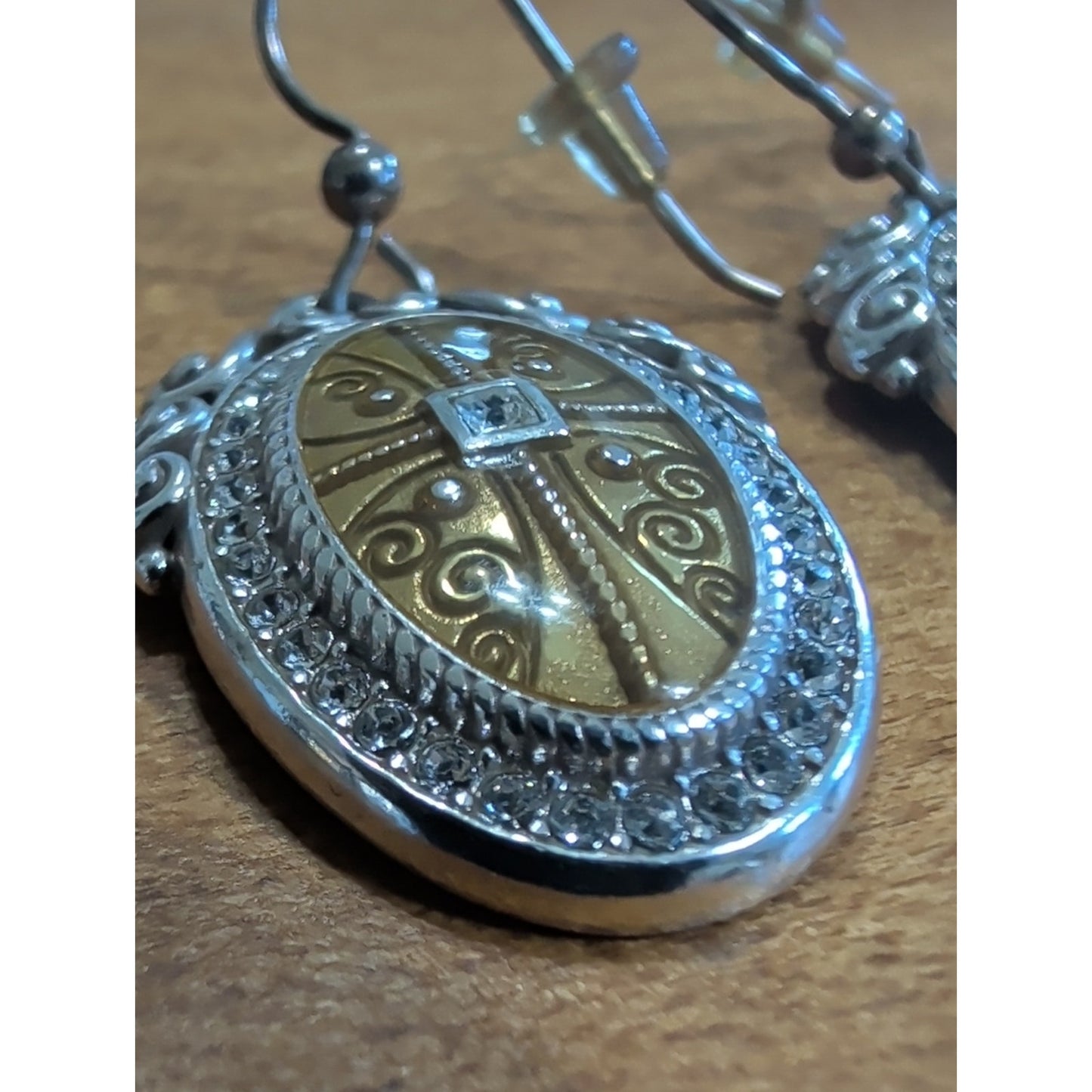 Brighton Truthful Cross Dangle Earrings Crystal Silver Tone Inspirational Faith