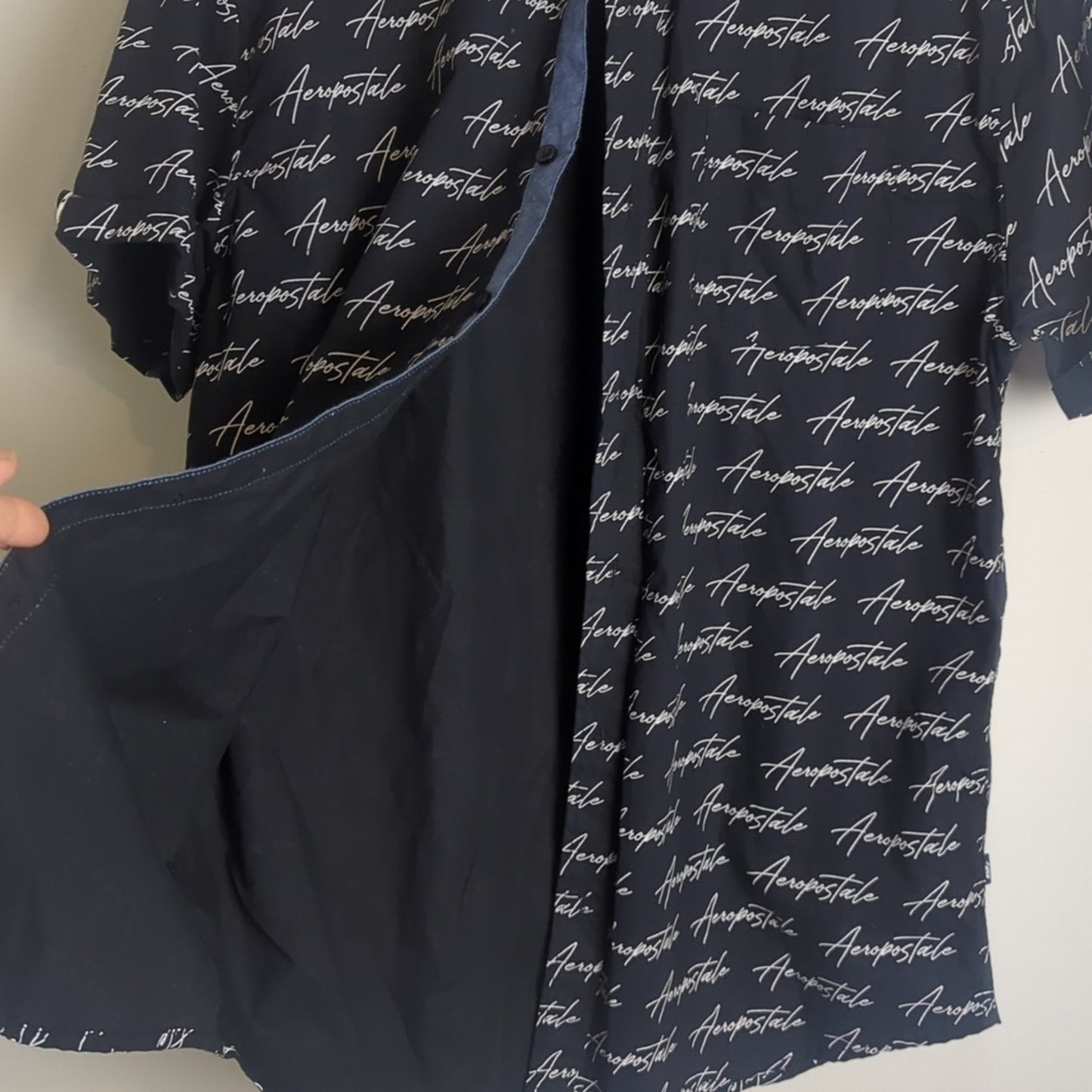 NWOT Logo All-Over Print Aeropostale Button Down Shirt Men's Size XL