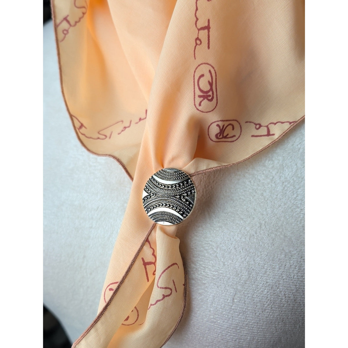 Vintage West Germany Scarf Clip Silver Tone Modernist Textured Statement Jewelry