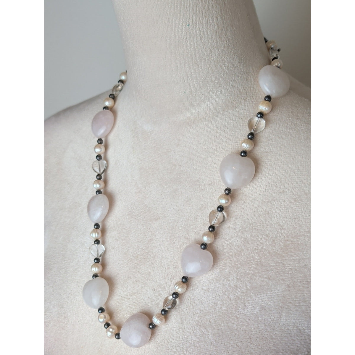 925 Sterling Silver Freshwater Pearl & Natural Gemstone Necklace Artisan