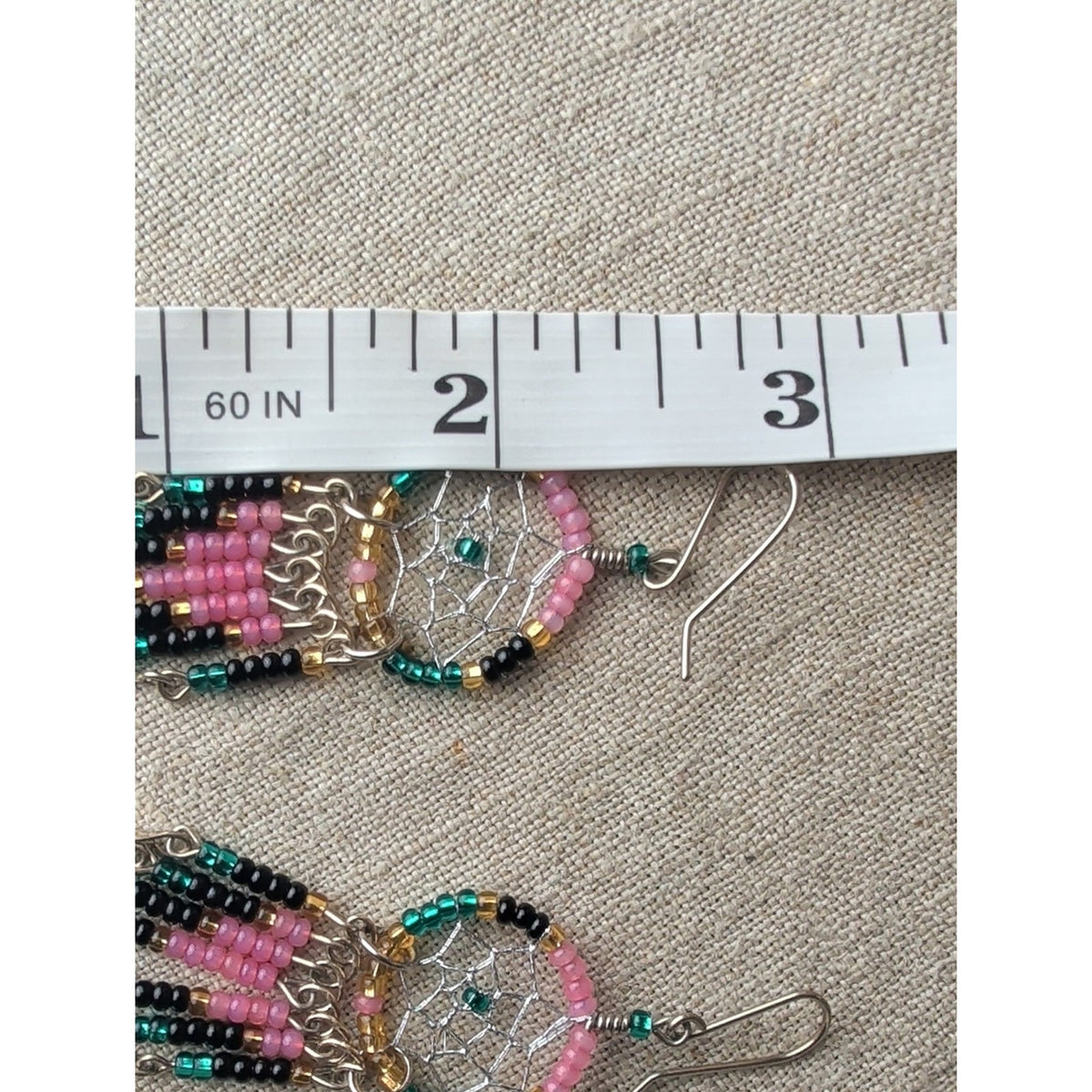 Sterling Silver Hook Glass Bead Dreamcatcher Earrings Southwestern Boho