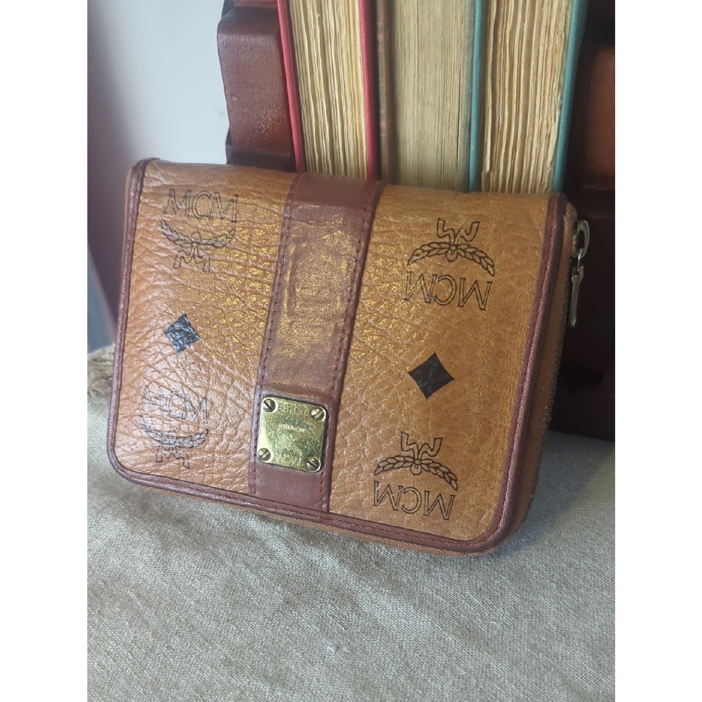 Vintage MCM Visetos Wallet Cognac Monogram Made in Germany 80s