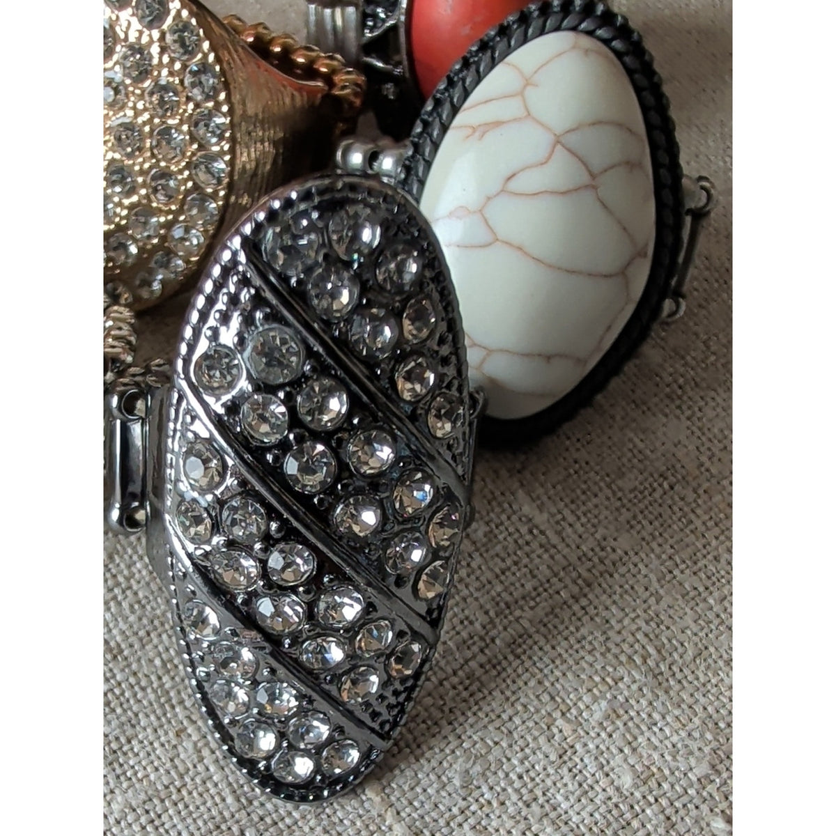 8 Stretch Cocktail Statement Rings Boho Western Faux Stones Rhinestone