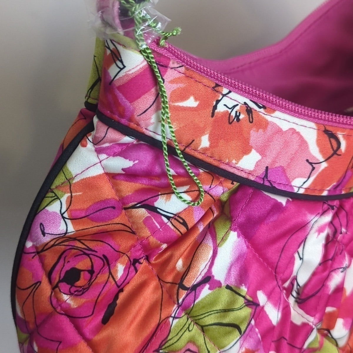 Vintage NWOT Rose Eleanor Shoulder Silk Bag Resin Chain Strap Pink