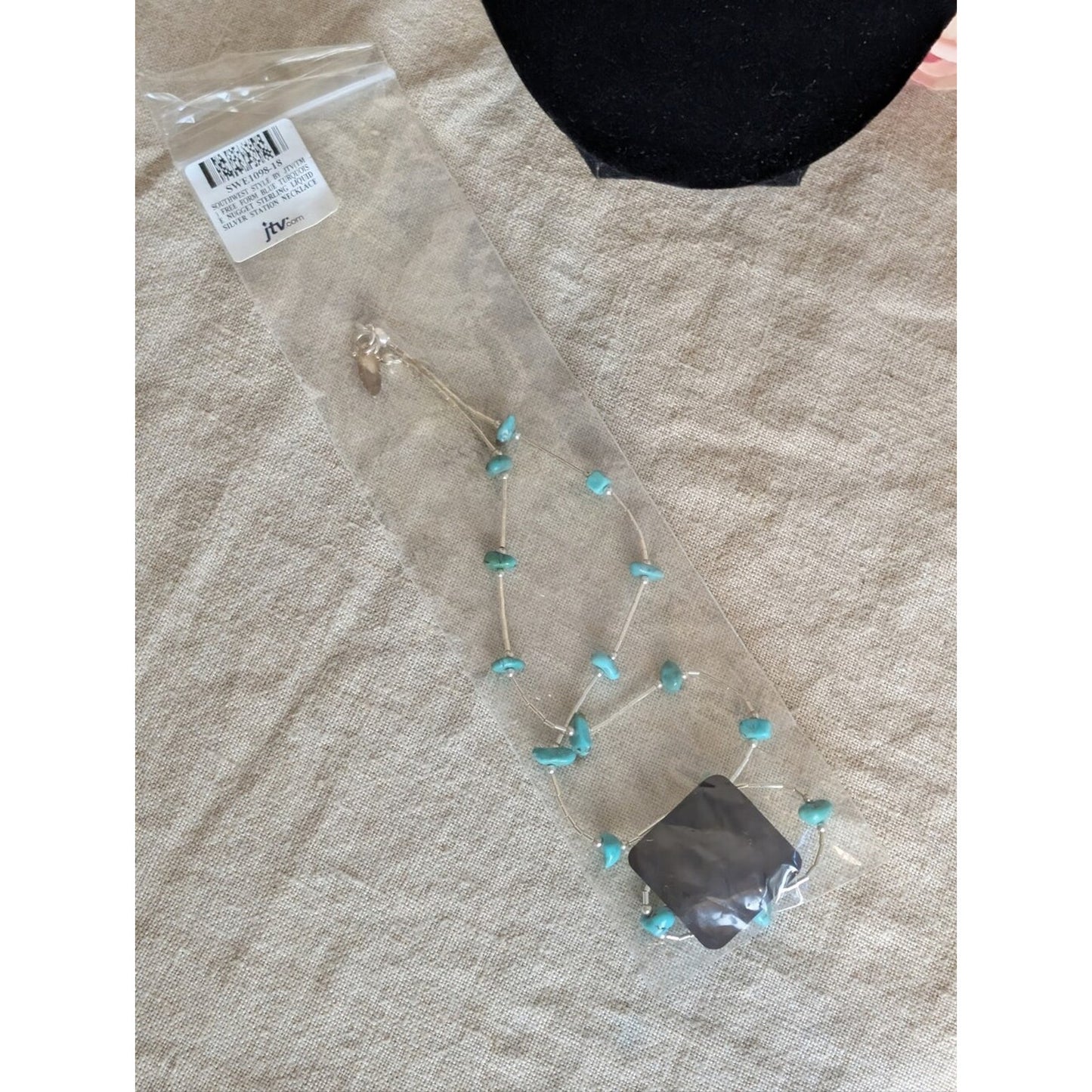 Vintage JTV Southwest Style Sterling Silver Liquid Silver Turquoise Nugget