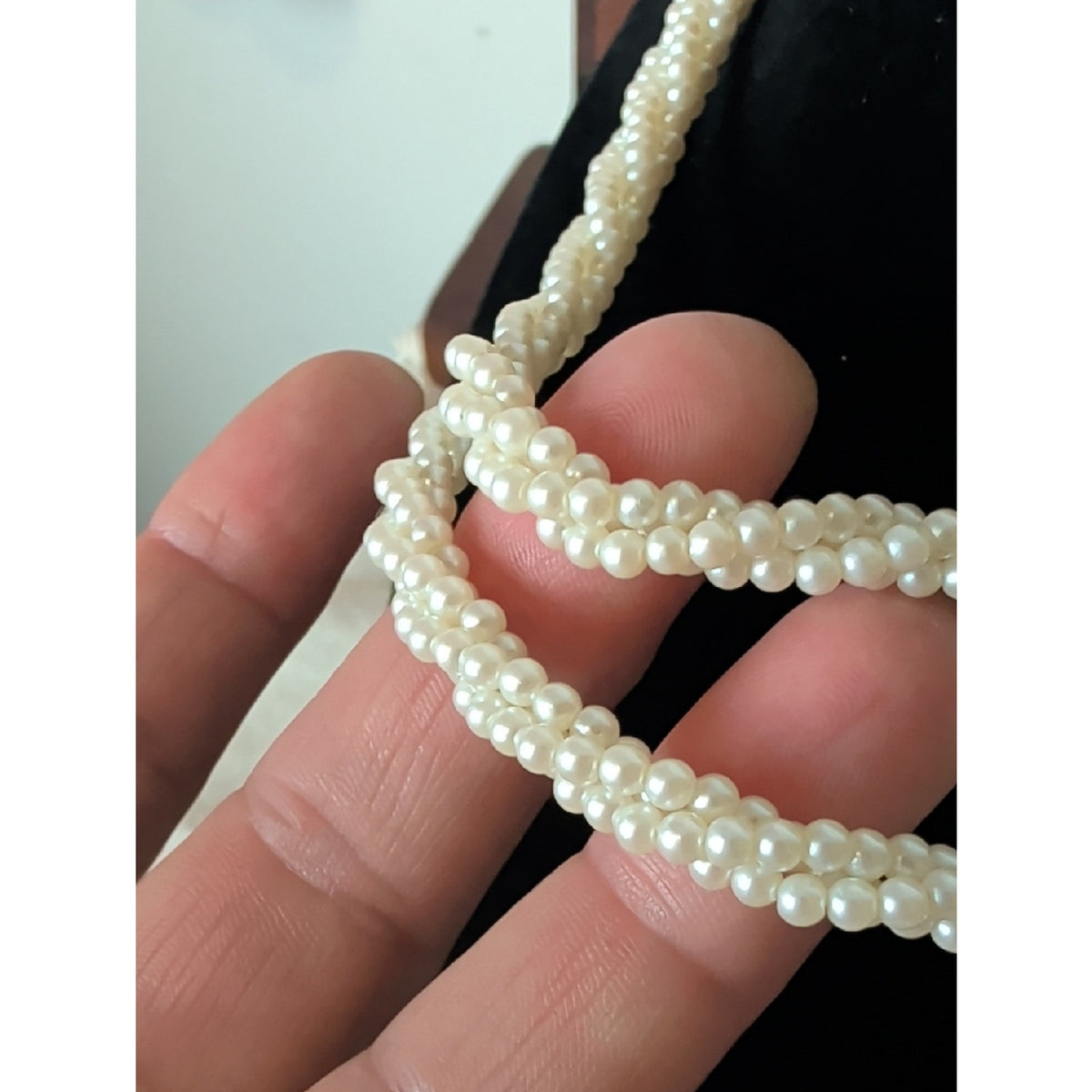 Vintage Twisted Faux Pearl Necklace Multi Strand Mid Century Glam
