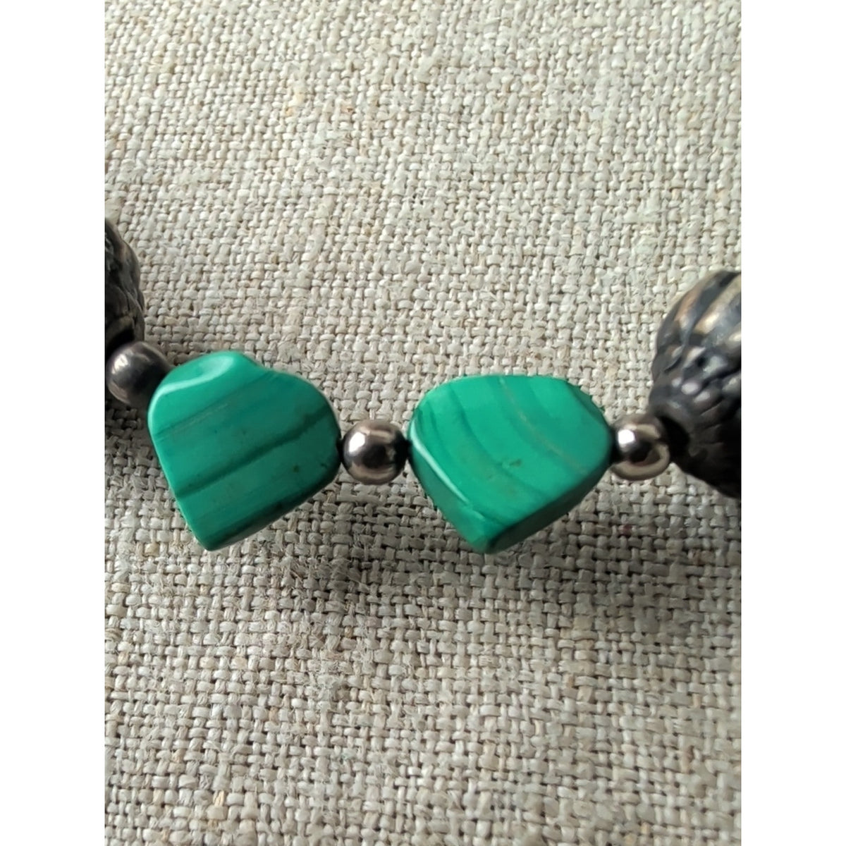 Southwestern Turquoise Color Beaded Necklace Sterling Silver Closure Boho