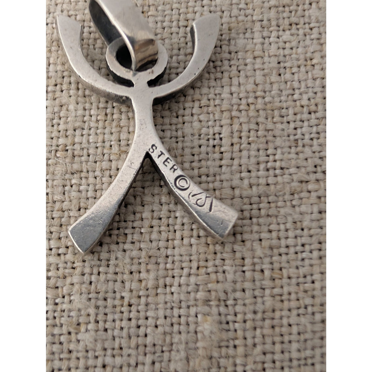 Vintage Sterling Silver Stick Figure Joy of Life Pendant Charm Praise