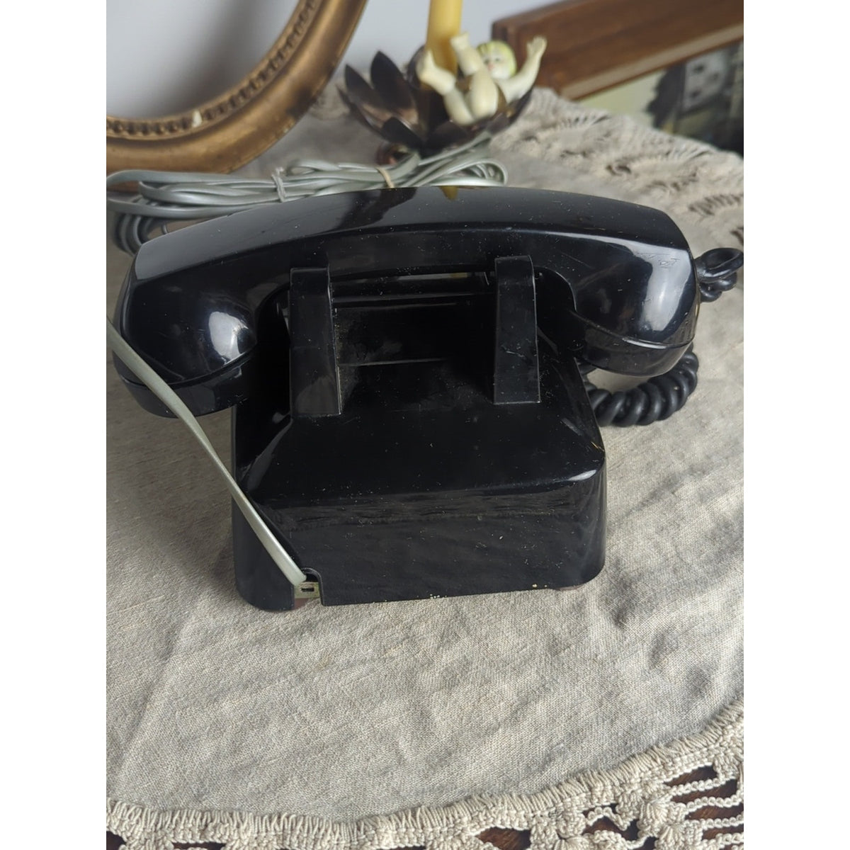 Vintage Black Rotary Telephone Nostalgia 1950s Mid Century Desk Phone