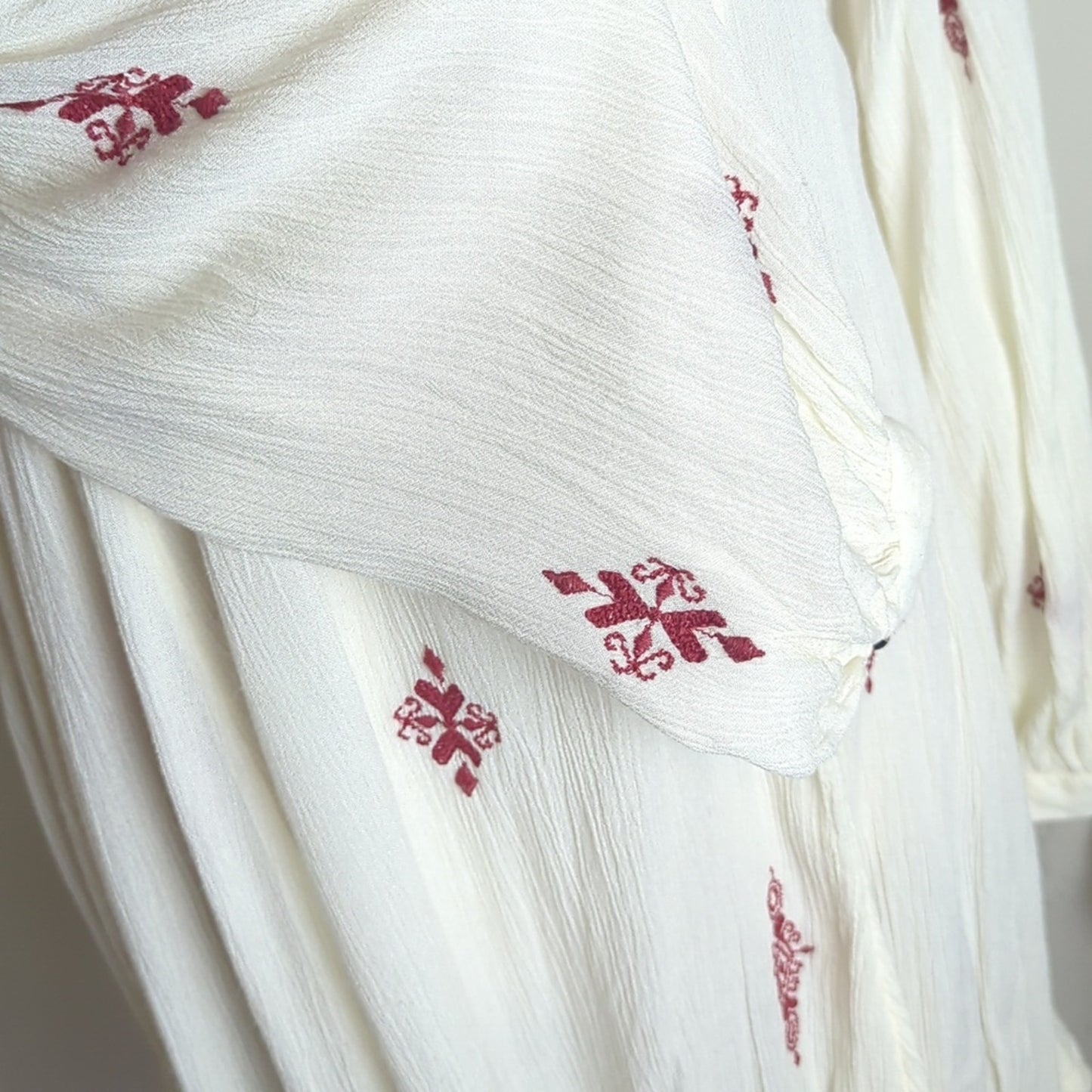 Free People Embroidered Boho Gauzy Knit Dress Women's Size Small