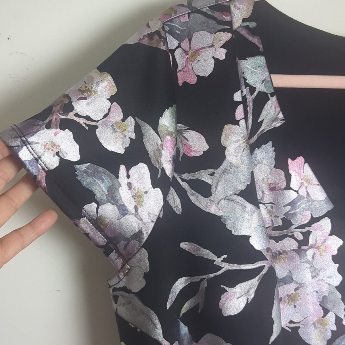 Whimsical Fairy Fit & Flare Dress Black Iridescent Flowers Women's  18/20