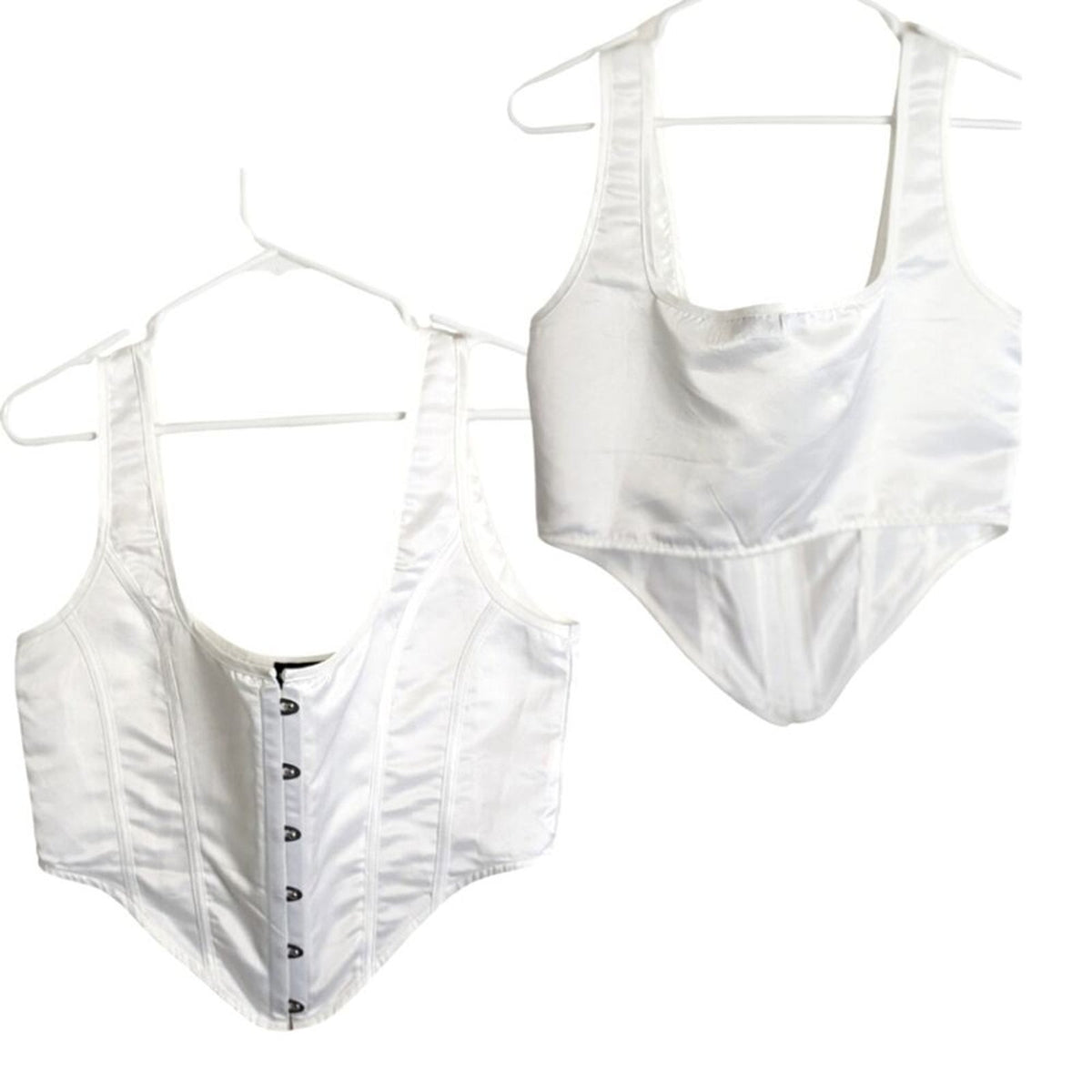 Pretty Little Thing White Corset Top Metal Clasp Closure Women's Size 10