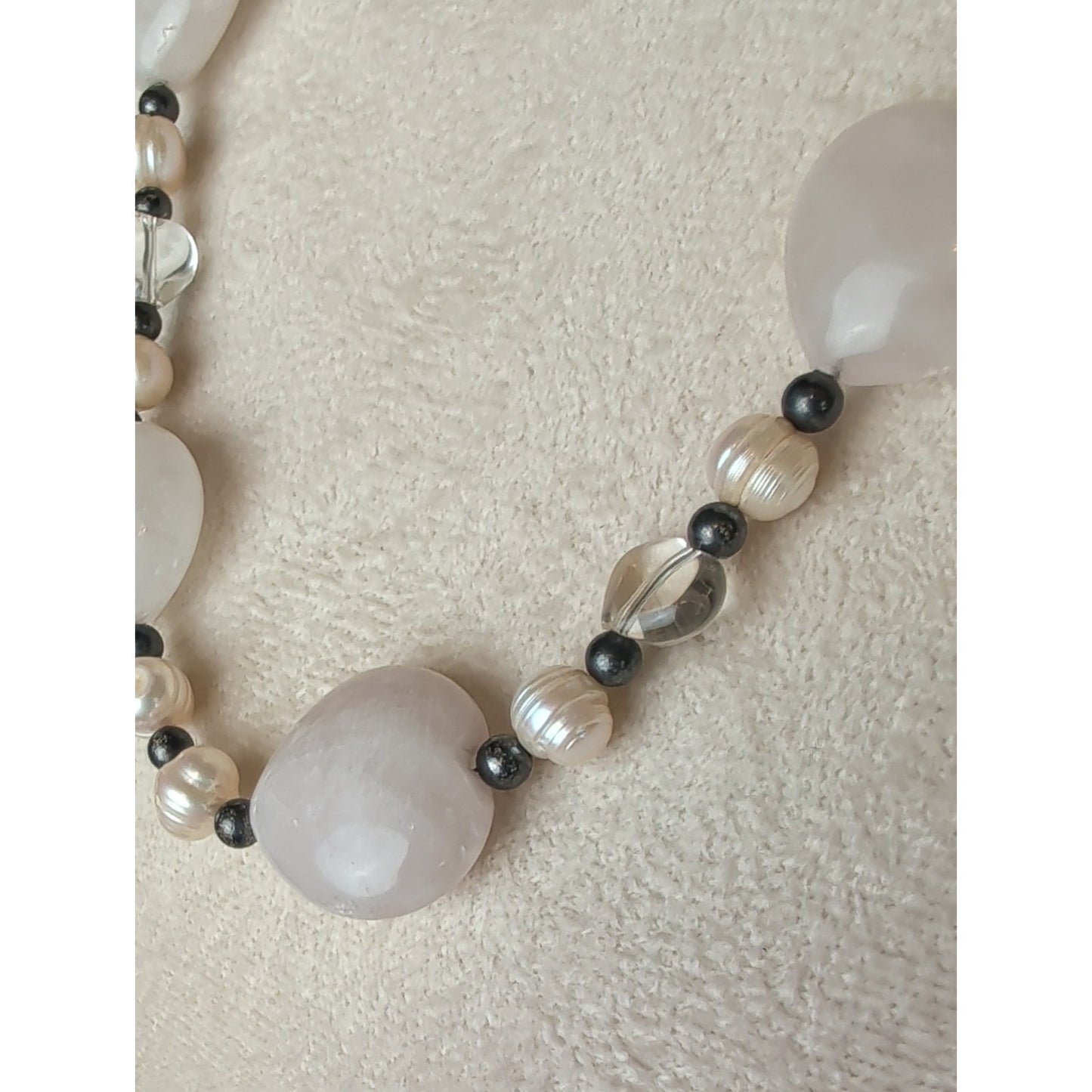 925 Sterling Silver Freshwater Pearl & Natural Gemstone Necklace Artisan