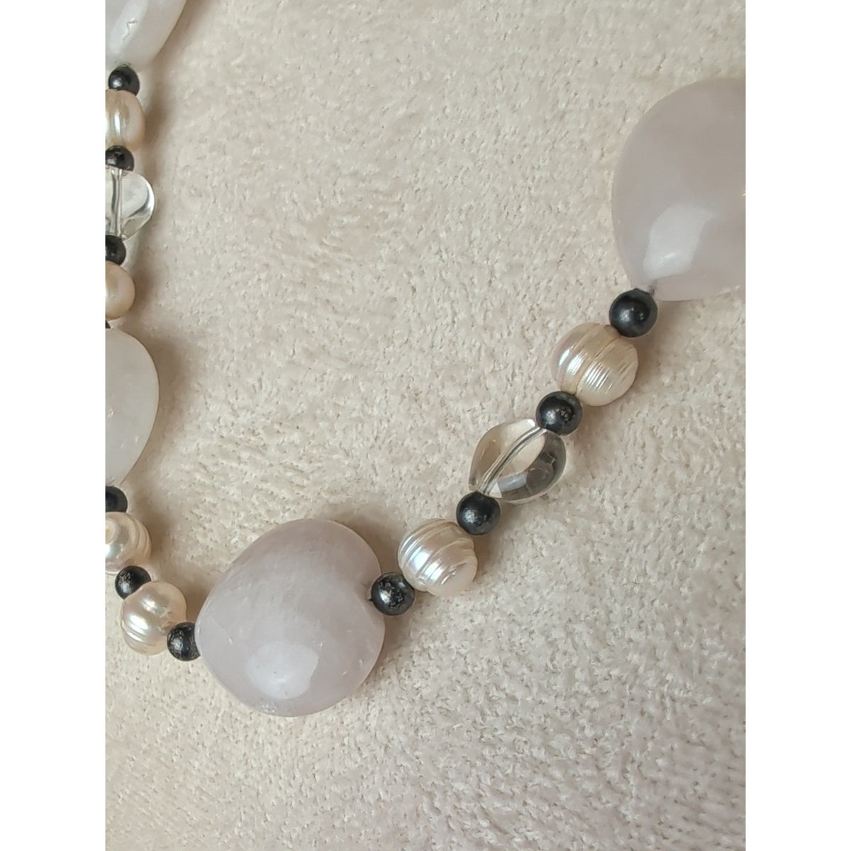 925 Sterling Silver Freshwater Pearl & Natural Gemstone Necklace Artisan