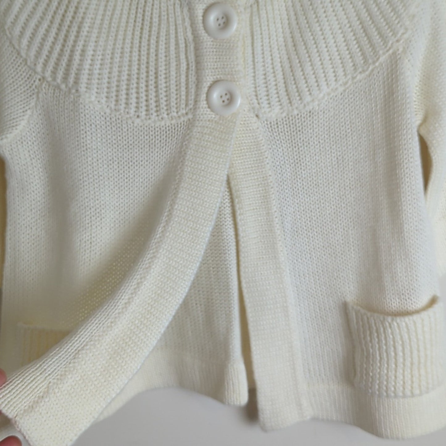Y2K Chunky Button Cardigan Cropped Wool Blend Women's Medium*