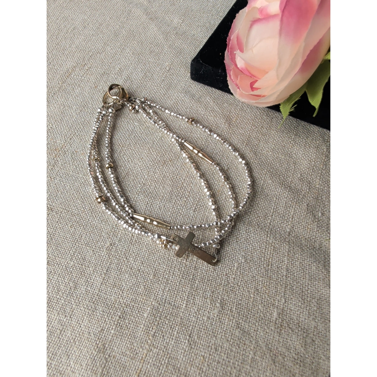 Sundance Catalog Robin Braun RB Gold Filled Multi Strand Cross Bracelet 7.25"