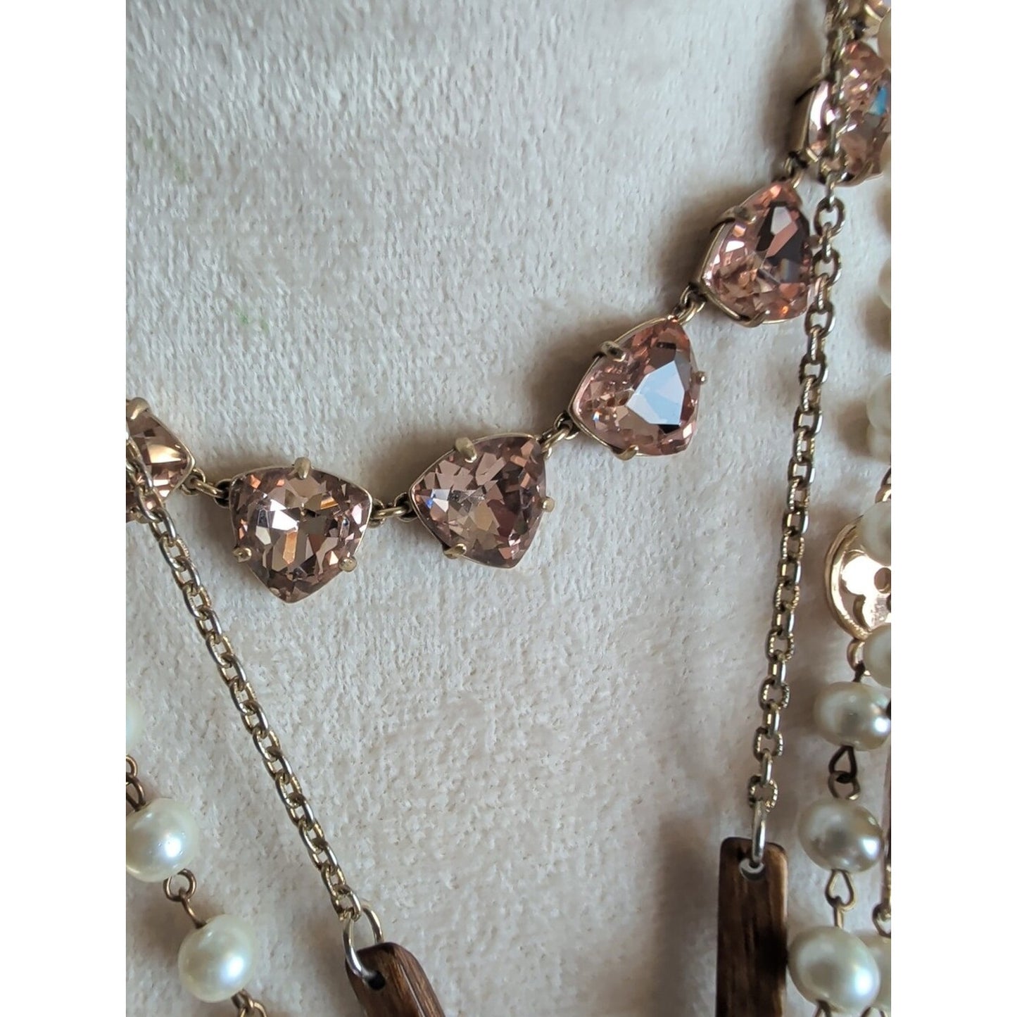 Boho Luxe Designer Jewelry Lot 5 Necklaces Glass Pearl CZ Layering Set