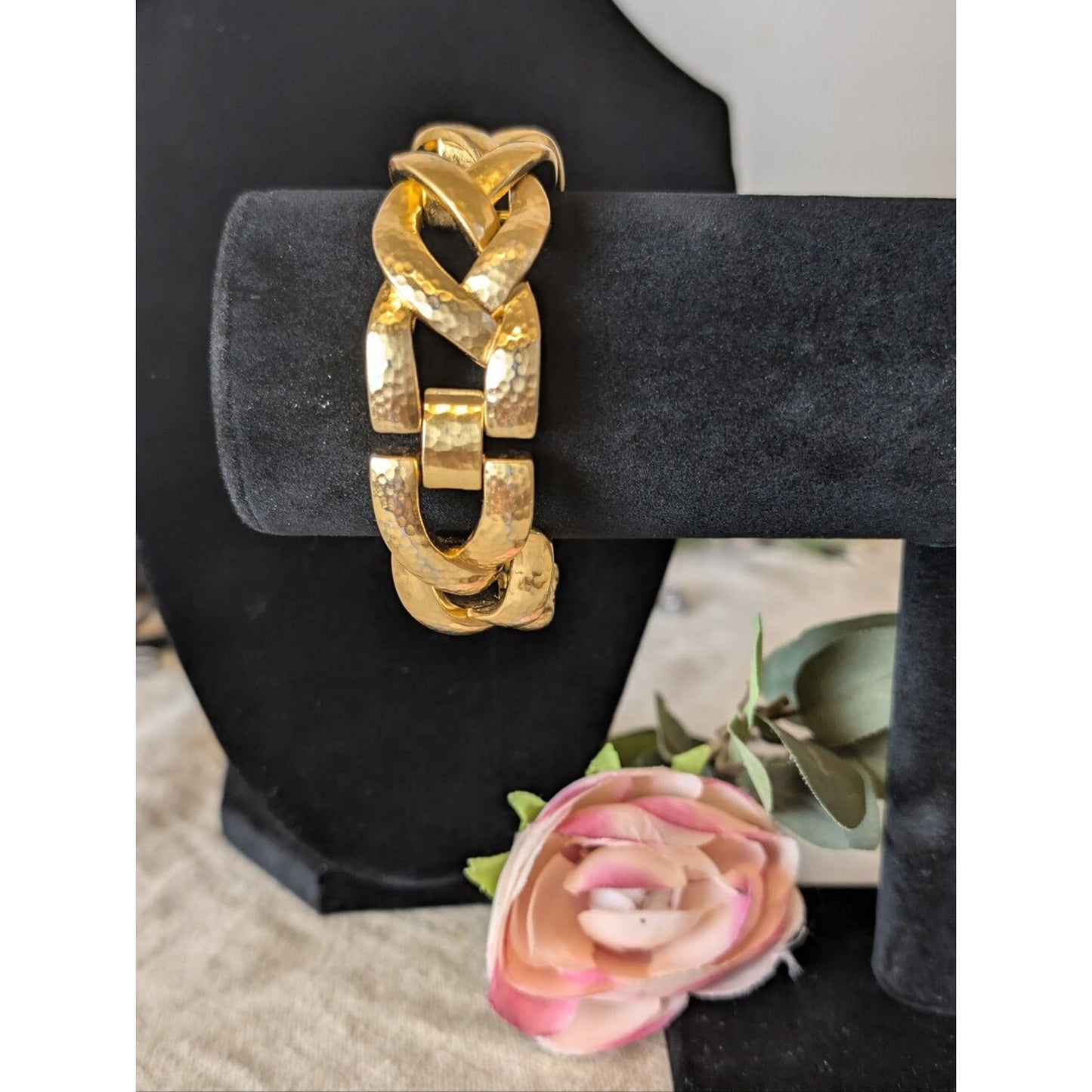 Brighton Hammered Gold Tone Chunky Chain Bracelet Statement Jewelry