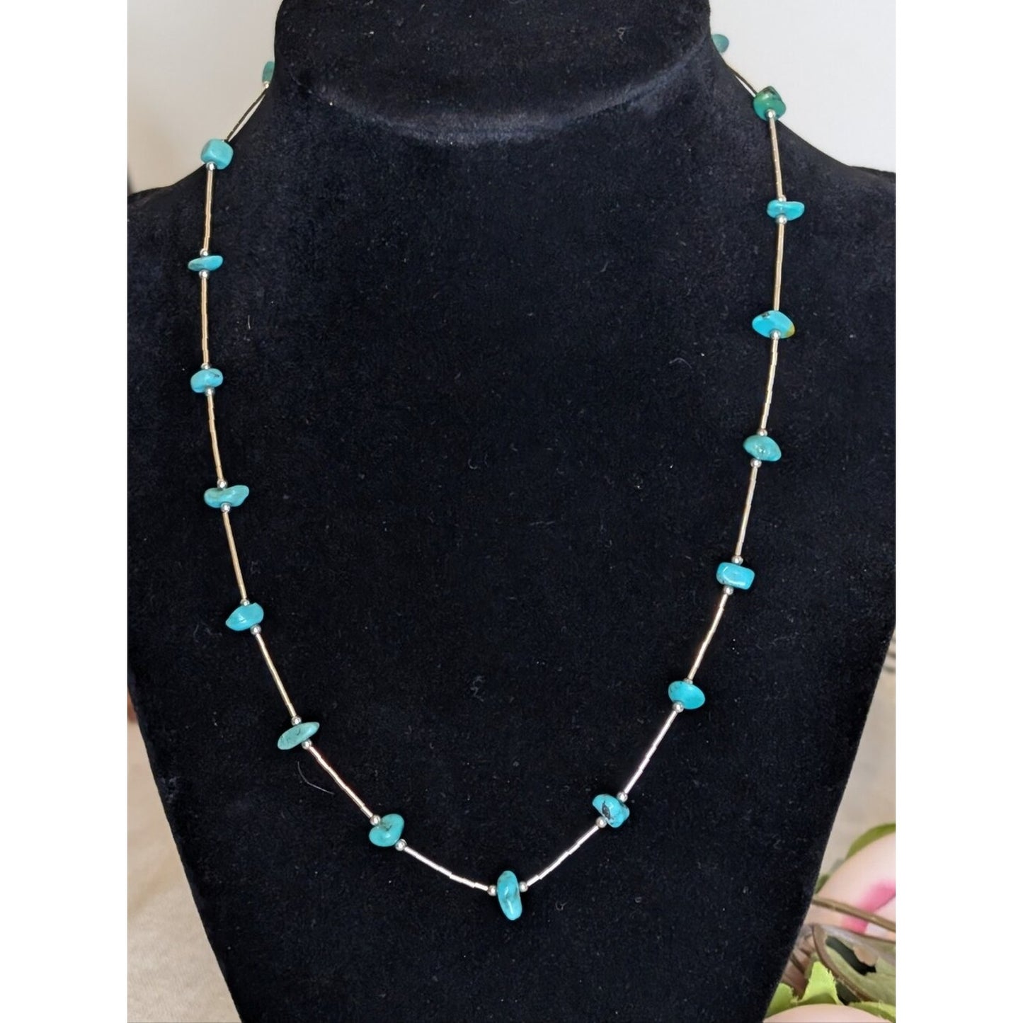 Vintage JTV Southwest Style Sterling Silver Liquid Silver Turquoise Nugget