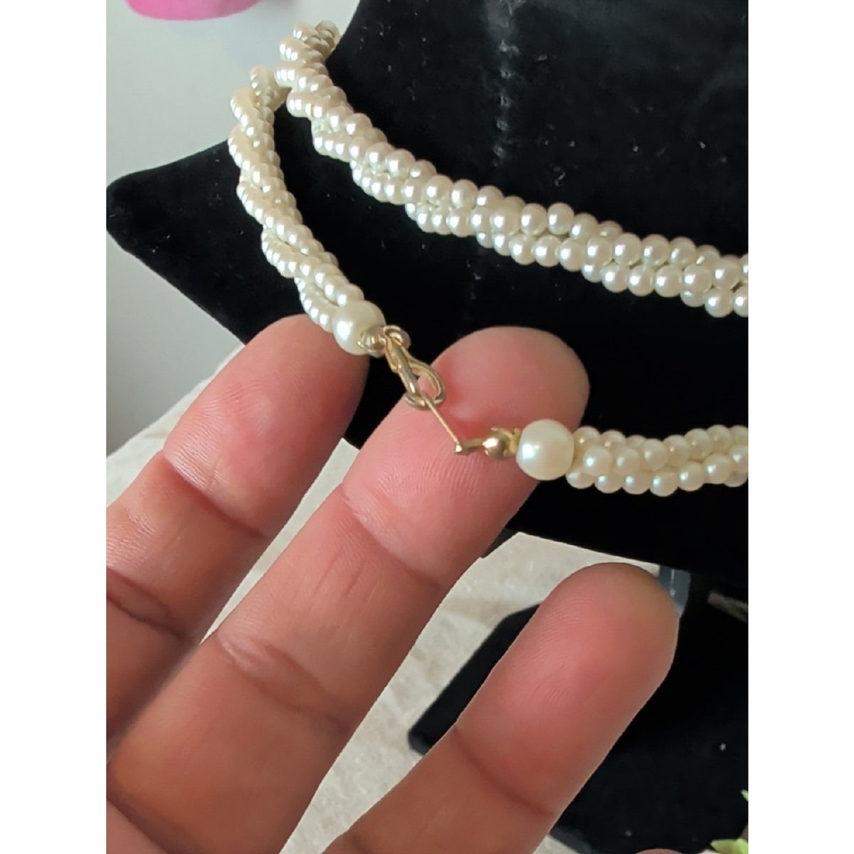 Vintage Twisted Faux Pearl Necklace Multi Strand Mid Century Glam