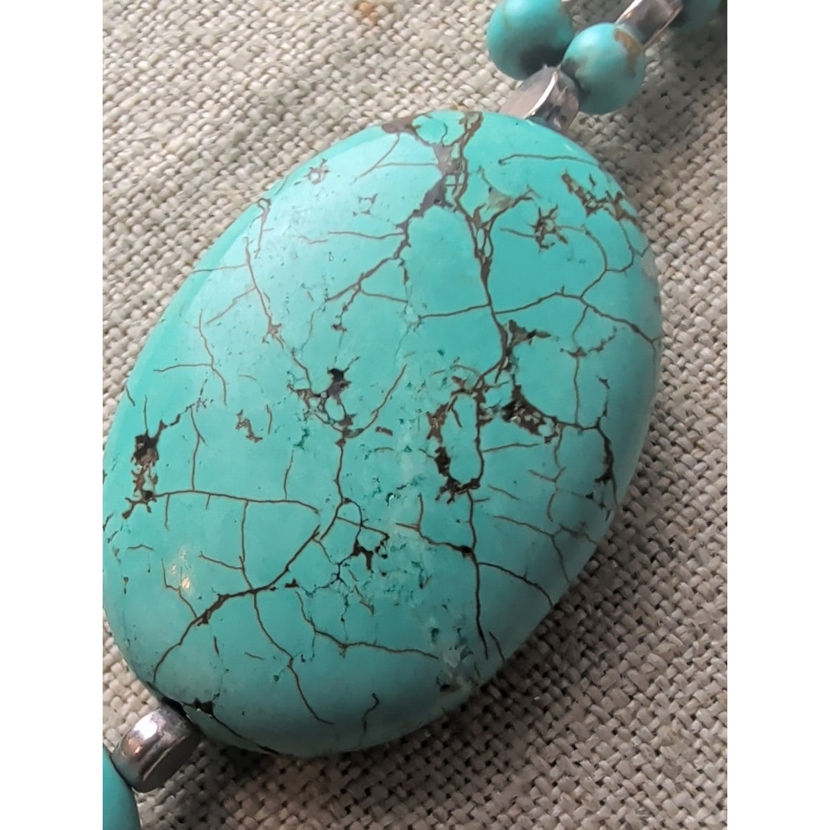 Southwestern Turquoise Blue Dyed Stone Statement Necklace Boho
