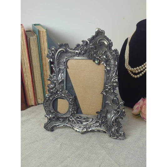 Vintage Floral Metal Picture Frame Romantic Cottage Decor Coquette Vanity
