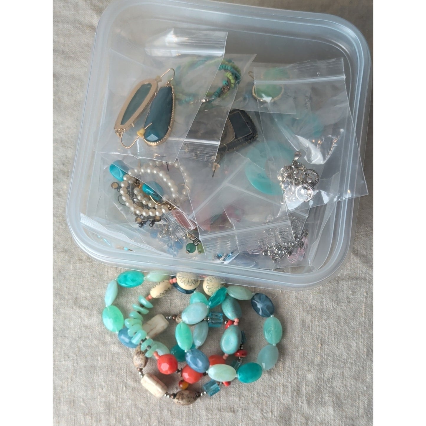 46 Pair Beachy Boho Earring Lot + 4 Stretch Bracelets Coastal Grandma Resell