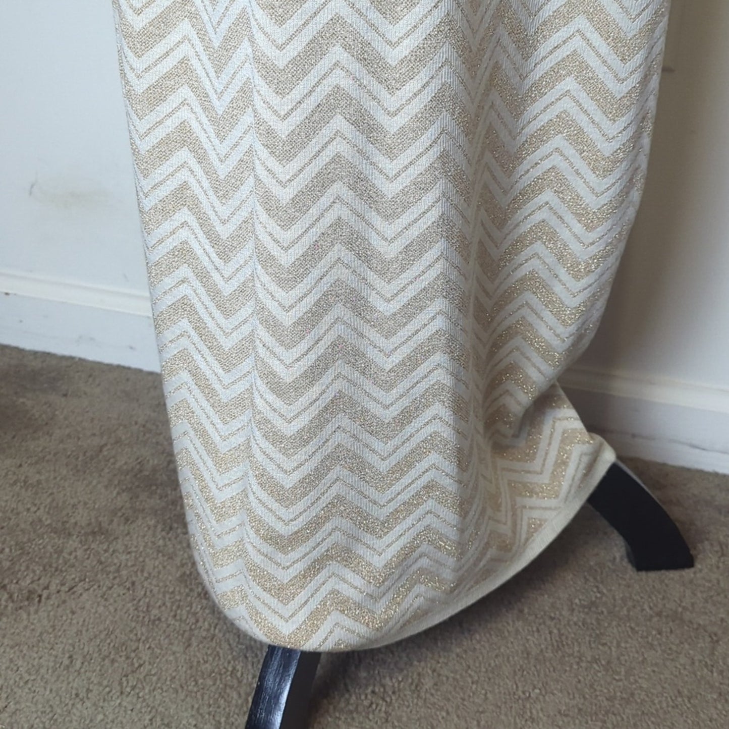 90's Y2K Chevron Maxi Metallic Shirt Dress Sleeveless Resort Glam Size L