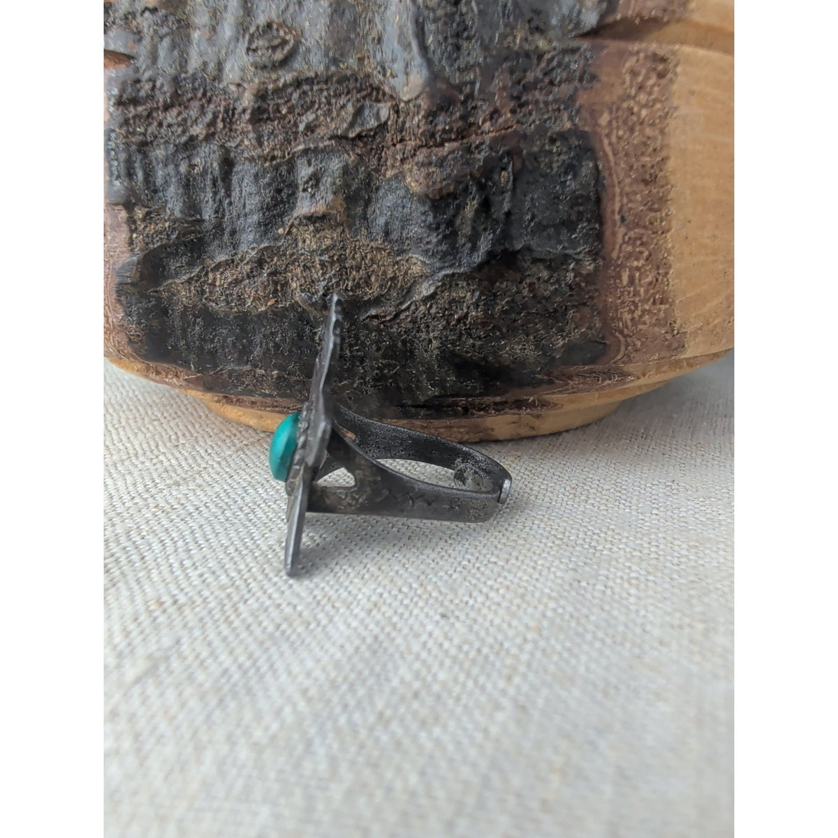 Vintage Fred Harvey Era Maisel's Indian Trading Post GREEN Turquoise Kachina Ring 4g
