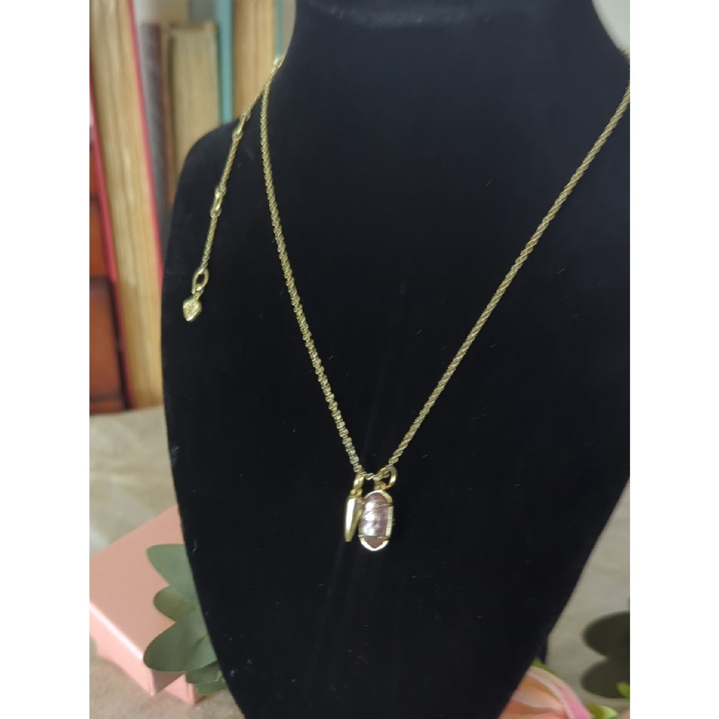 Kendra Scott Charm Pendant Necklace Gold Tone Layered Look Removable Spike Charm