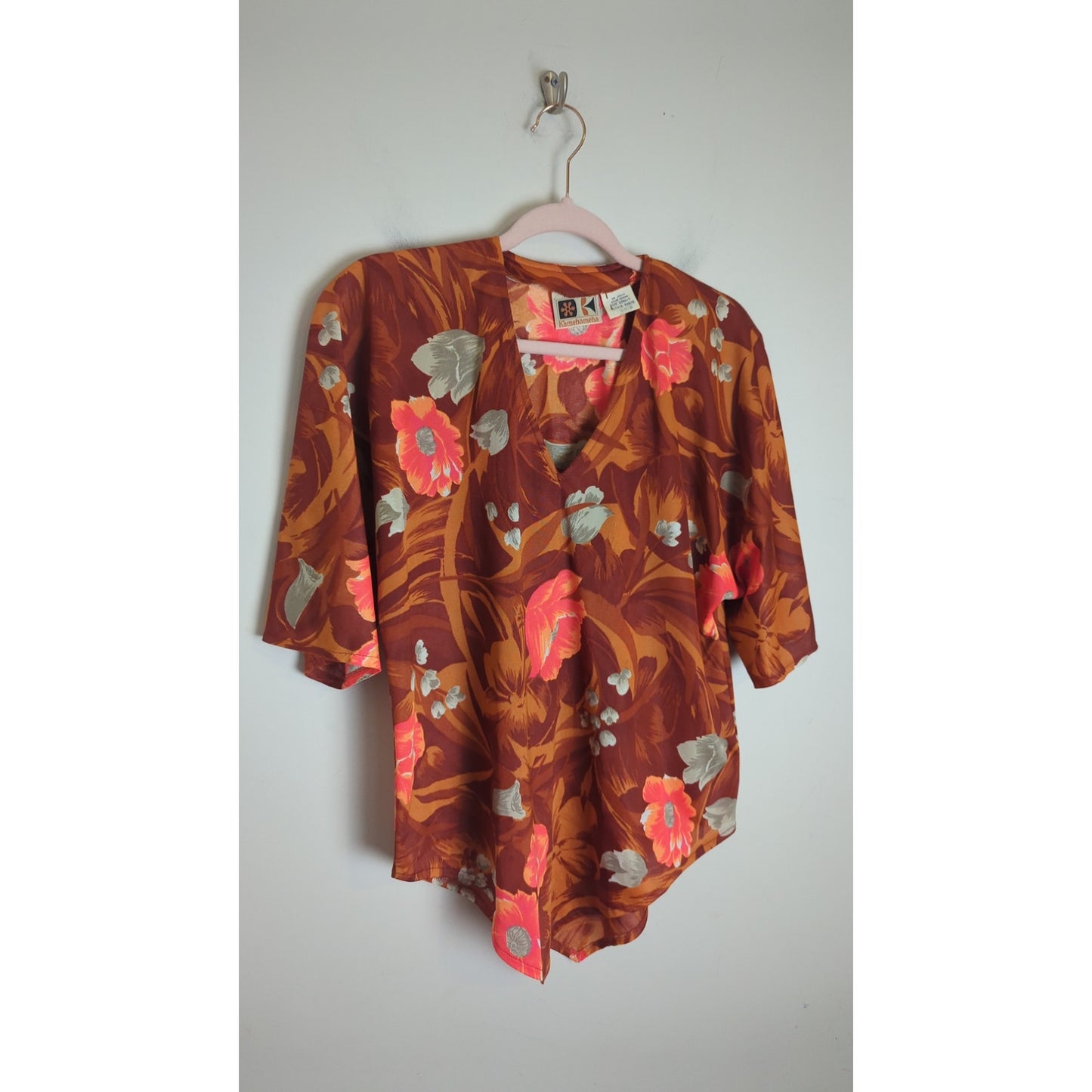 VTG 60's Hawaiian Kamehameha Pullover Top Women's Size Medium