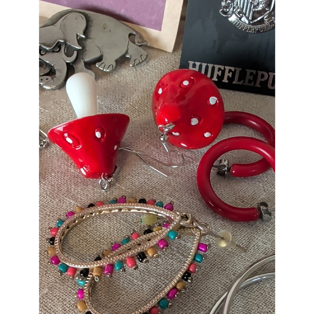 Whimsical  Jewelry Collection 23 Piece Bundle Playful Mushroom Coach Lips