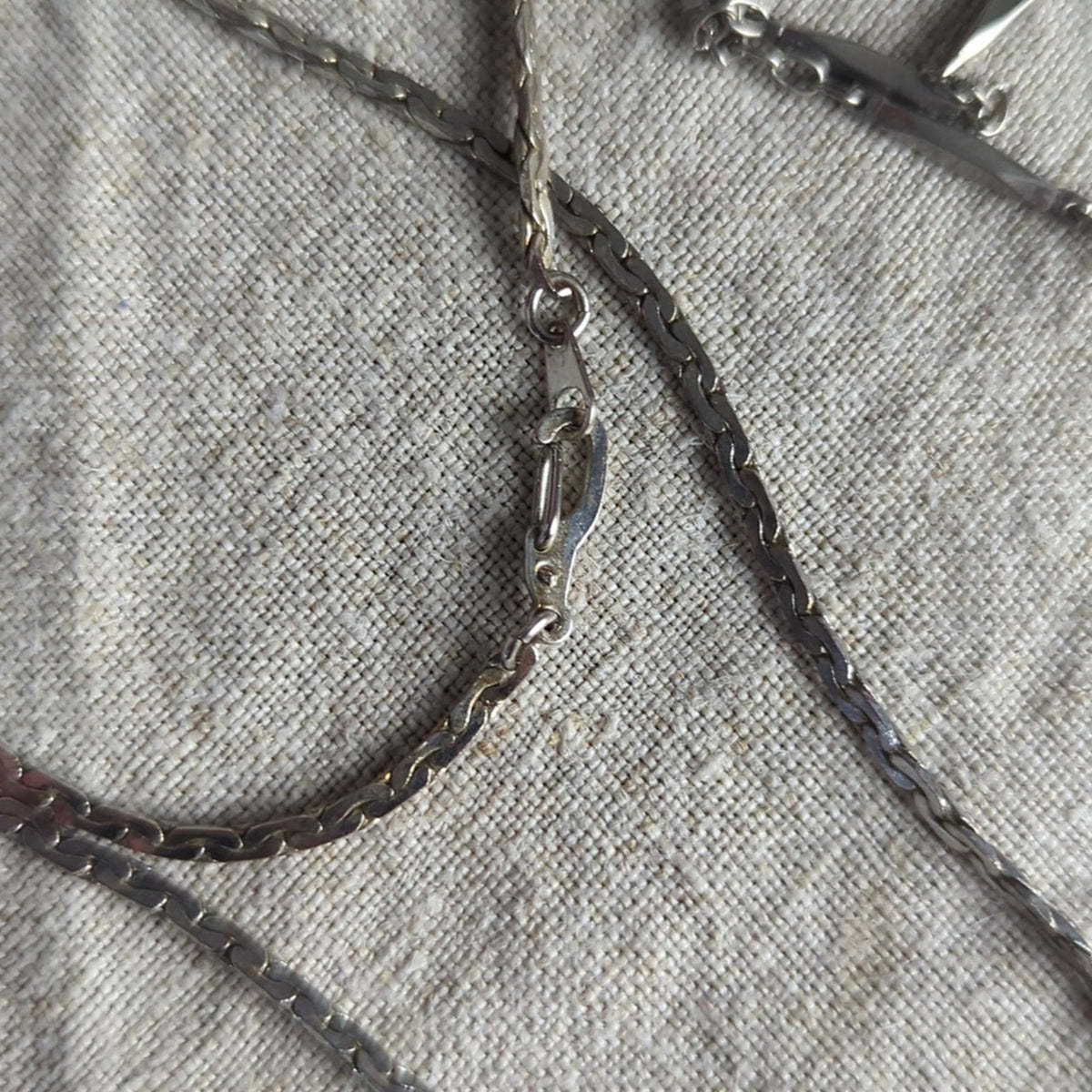 Vintage Silver Tone Layered Necklace Set 1 Snake Chain  1 Textured Chain Layer