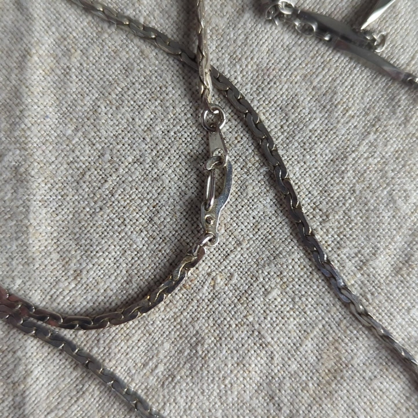 Vintage Silver Tone Layered Necklace Set 1 Snake Chain  1 Textured Chain Layer