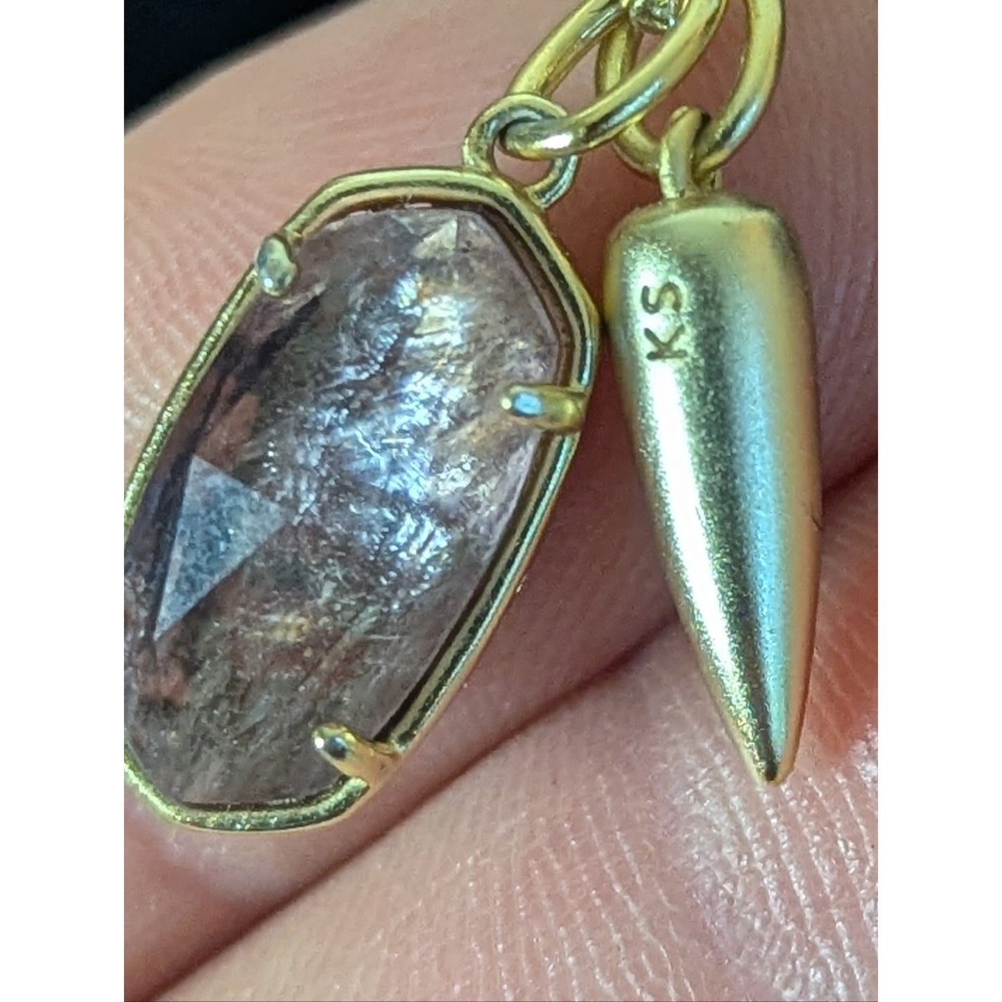 Kendra Scott Charm Pendant Necklace Gold Tone Layered Look Removable Spike Charm