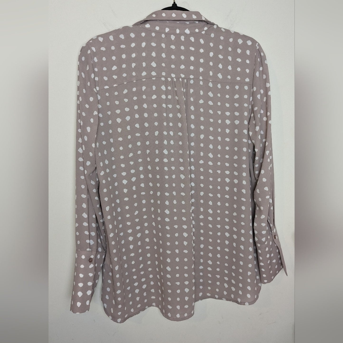 Pale Pink & White Feminine Polkadot Blouse Women's size Medium