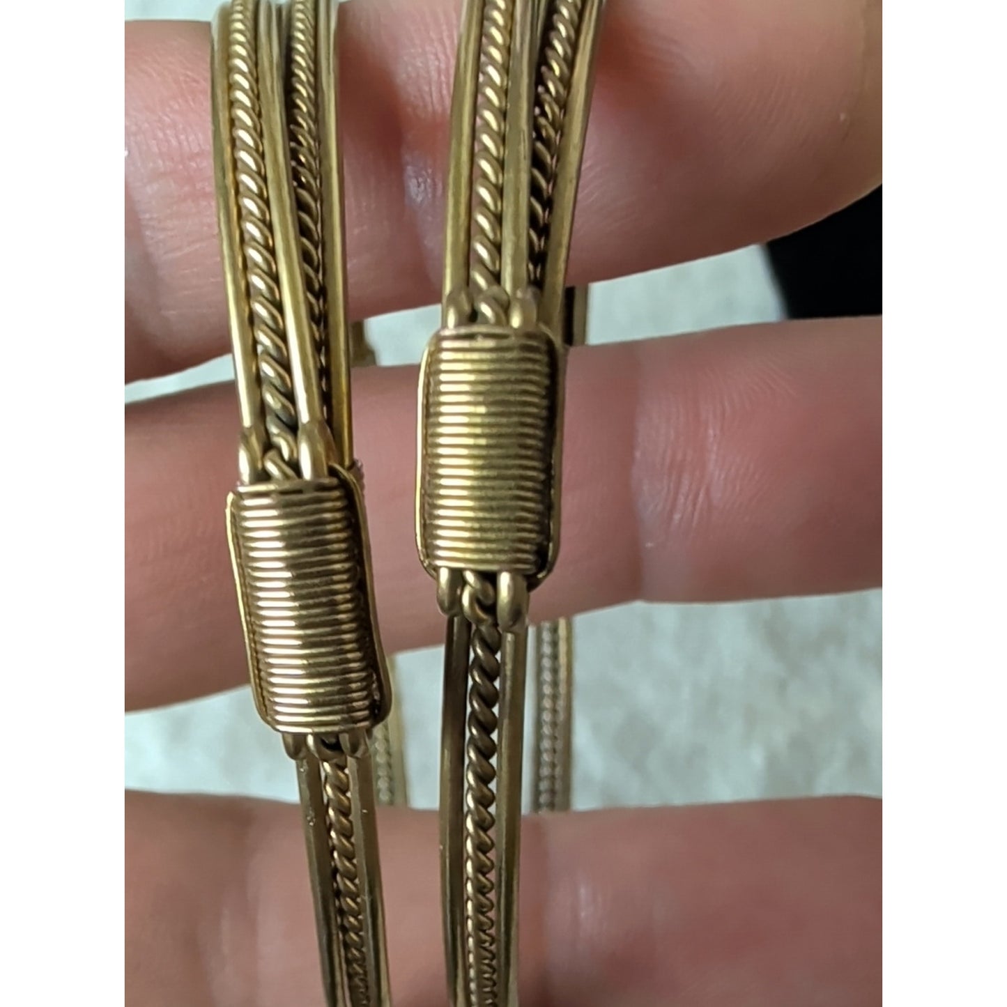 Vintage Elephant Hair Style Gold Tome* Multi-Strand Artisan Bangle Bracelet Set