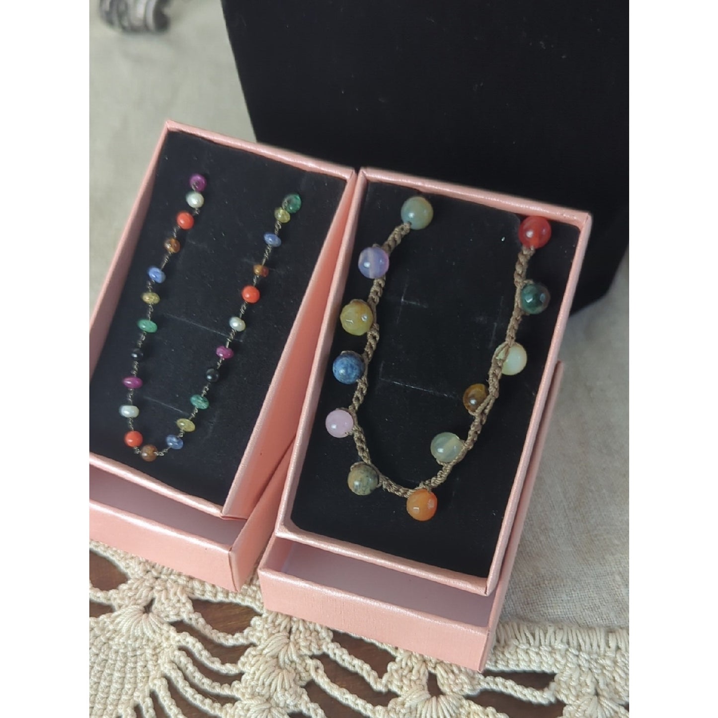 Convertible Boho Gemstone Necklace Set Layered Wrap Bracelet  Earthy